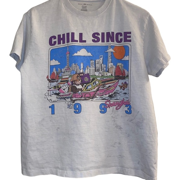 Brandy Melville Tie Dye Shanghai Gorilla Speedboat Graphic Tee T-Shirt Top - Picture 3 of 7